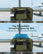 Pecute Airline Approved Expandable Pet Carrier Dog Cat Carrier with Leakproof Pee Pad