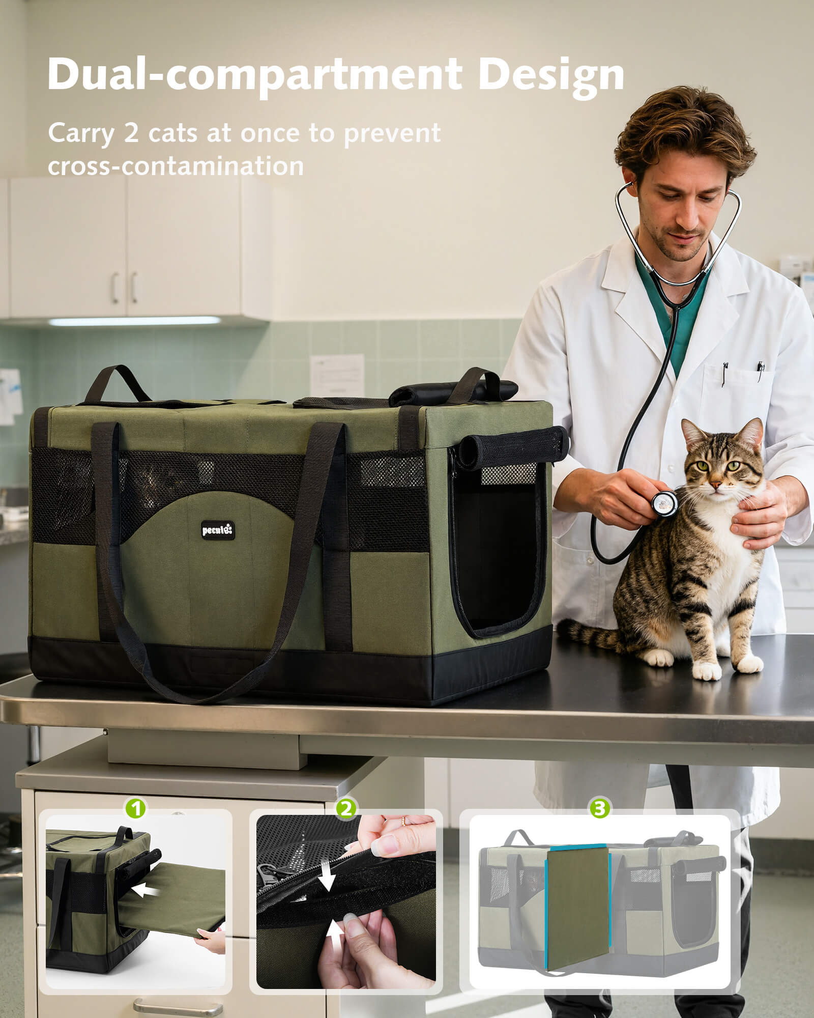 Pecute Cat Dual-Compartment Frame Handbag