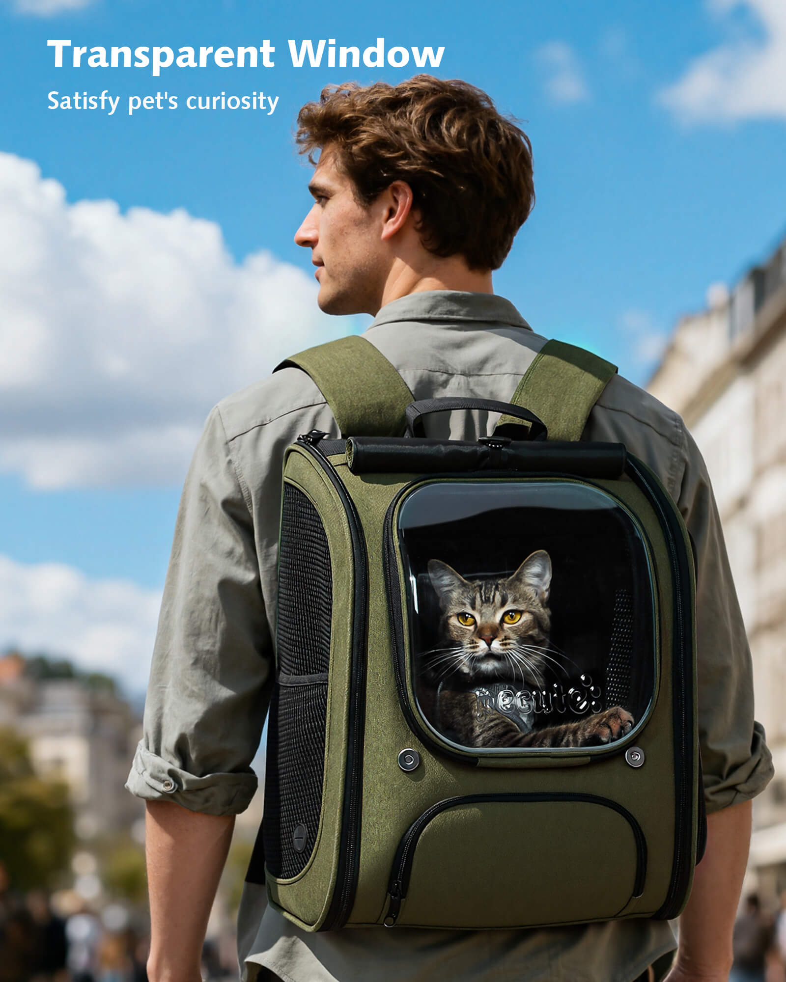 Pecute Expandable Bubble Cat Backpack Carrier Large Space Breathable Cat Carrier