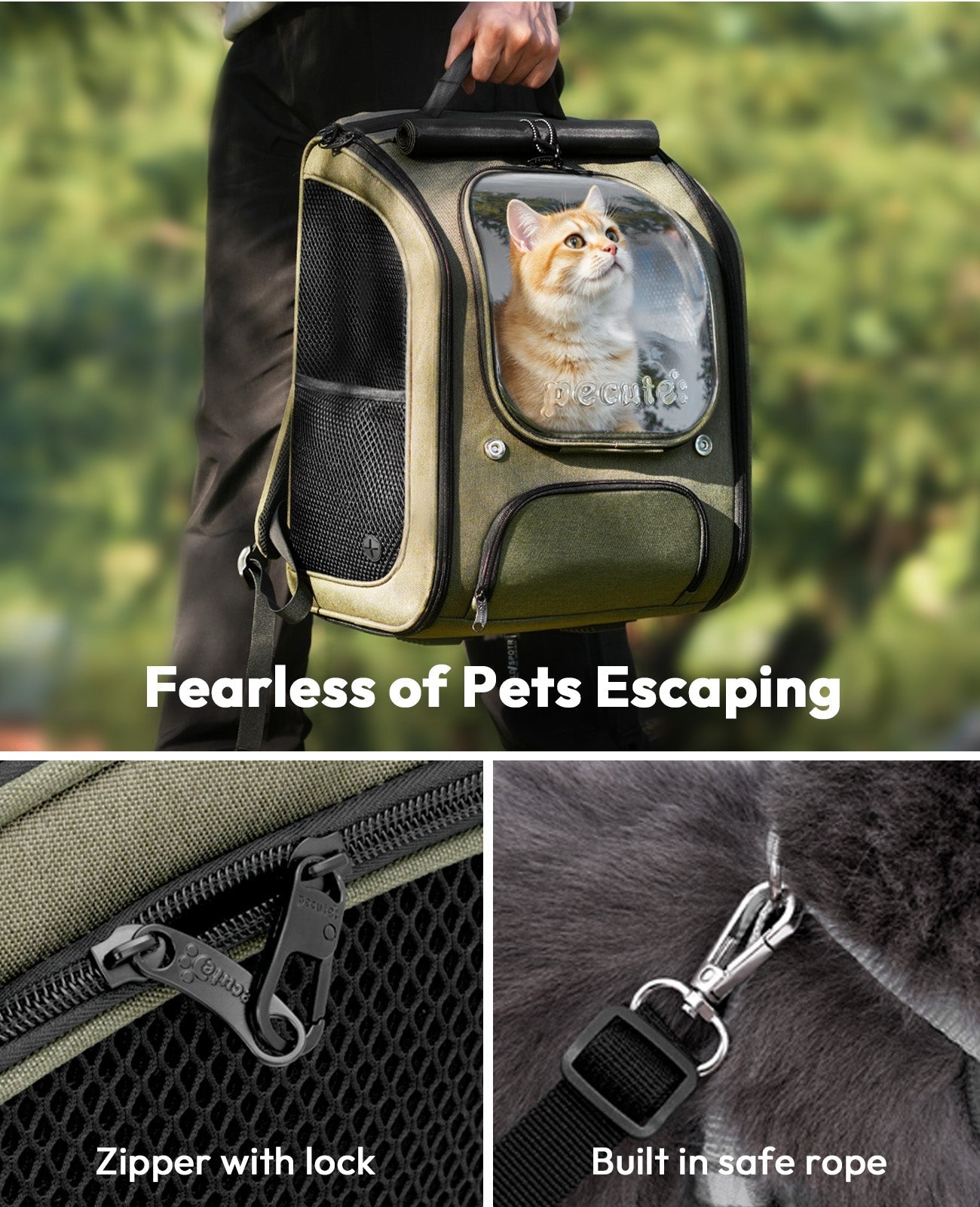 Pecute Bubble Cat Backpack Carrier Large Space Ergonomic 3D Design Breathable & Shaded