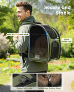 Pecute Expandable Breathable Mesh Cat Backpack Carrier (Green)