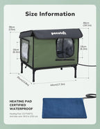 Pecute Heated Outdoor Cat House with Heating Pad