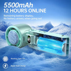 Pro Handheld Portable Fan with Ice Cooler: 199-Speed 5500mAh Rechargeable Handheld Fan, 12H Time Hand Cooling Personal Fans with 20000 RPM Air Turbo Tech for Travel Outdoor (Green)