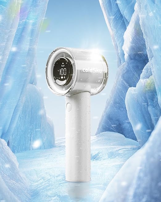 coldSky Portable Handheld Turbo Fan, 5000mAh Rechargeable Fan With 6 Speeds, Foldable Neck/Desk Fan With Digital Display, Pocket Small Fans With Air Turbo Tech For Women Outdoor, Travel, Office
