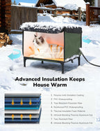 Pecute Heated Outdoor Cat House with Heating Pad