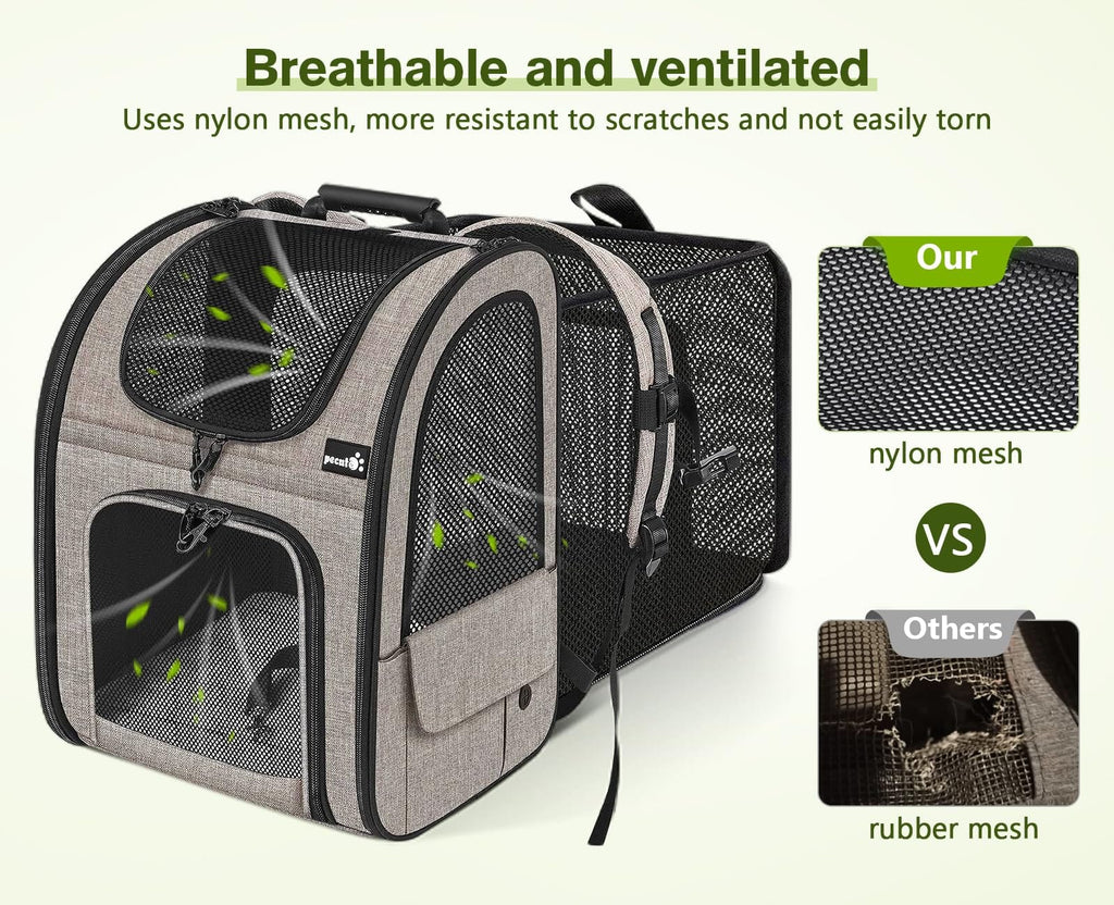 Pecute Cat Carrier Dog Backpack Expandable (Khaki)